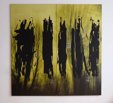 Deep Forest with Firefly Chandeliers (after Joan Mitchell) (yellow)